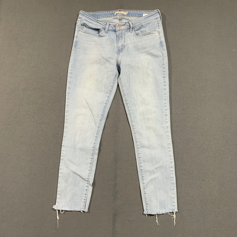 Levis 711 Skinny Jeans Womens 30 Light Wash Blue Raw Hem Denim Stretch